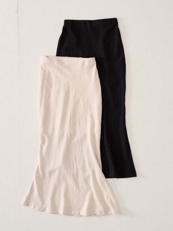 Linen Blended Maxi Skirt